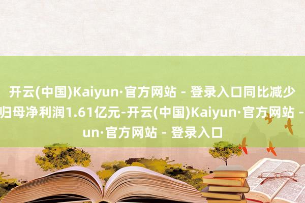 开云(中国)Kaiyun·官方网站 - 登录入口同比减少8.97%；归母净利润1.61亿元-开云(中国)Kaiyun·官方网站 - 登录入口